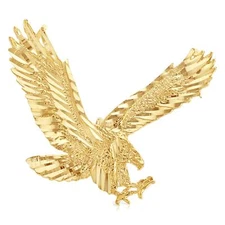 14K Yellow Gold Eagle Charm Pendant For Necklace or Chain