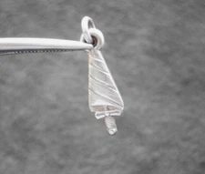 Small Furled Umbrella Parasol Vintage Flat Back Sterling Silver Charm Pendant