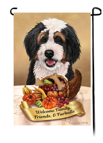 Thanksgiving Garden Flag - Tri Bernedoodle 234 - 第 1/1 張圖片