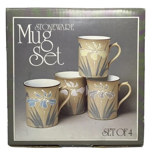 4 ct Otagiri Coffee Tea Mugs Cups 10 oz Japan Hand Painted Flowers 3.5” NEW VTG