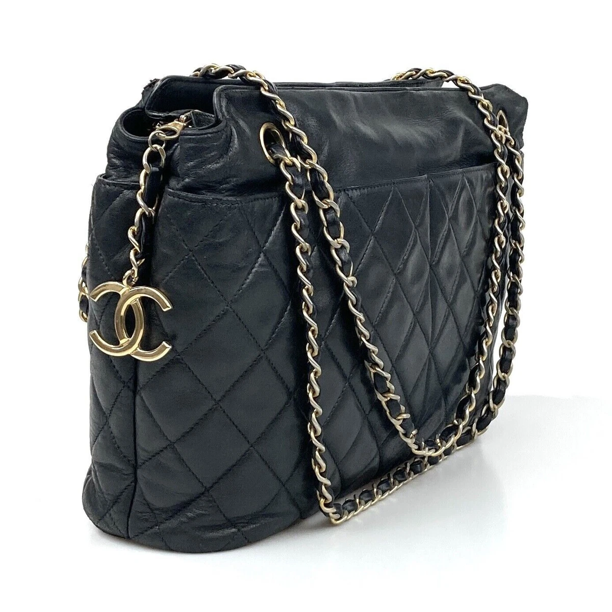 coco chanel black quilted handbag tote