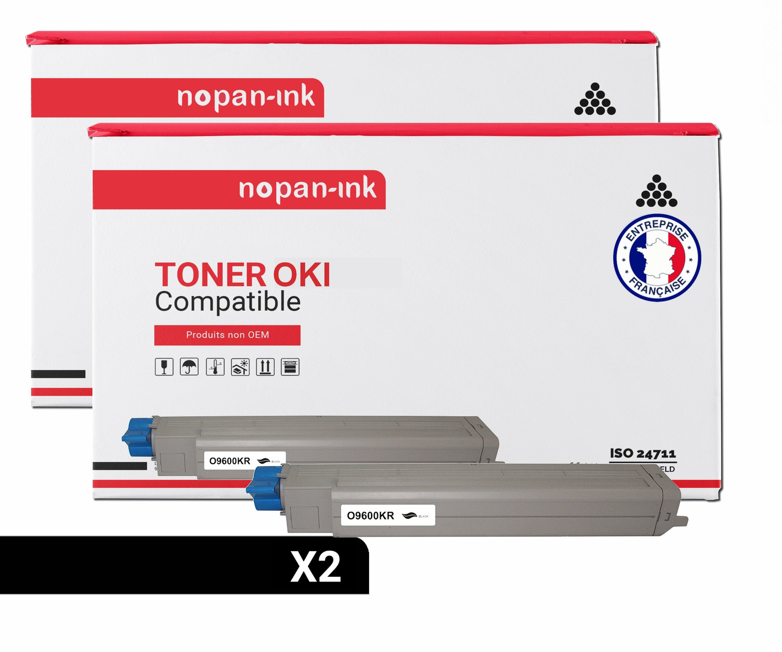 Toner noir compatible OKI 42918916 NOPAN-INK pack de 2 pour imprimante laser