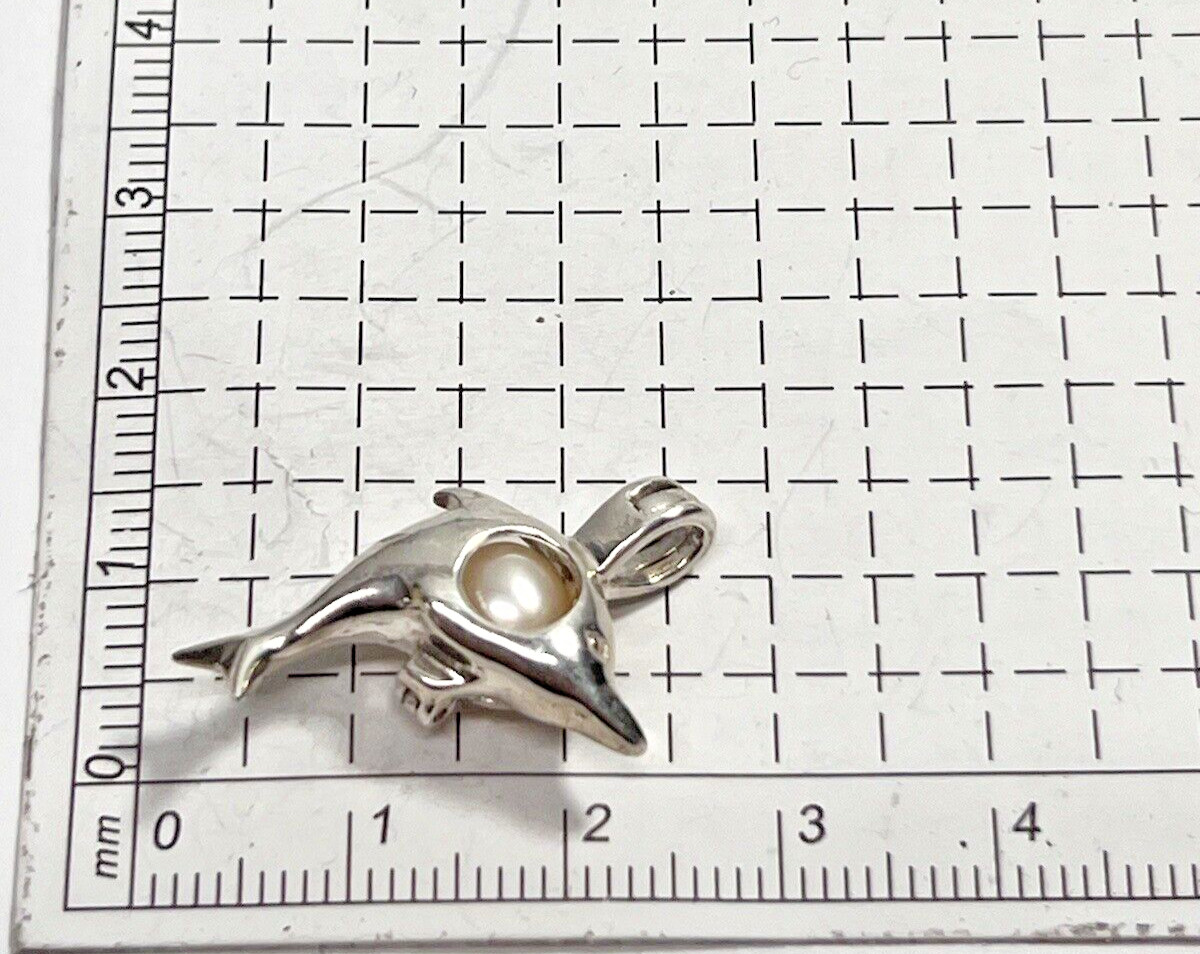Beautiful Solid Silver 925 Designer Dolphin & Pea… - image 10