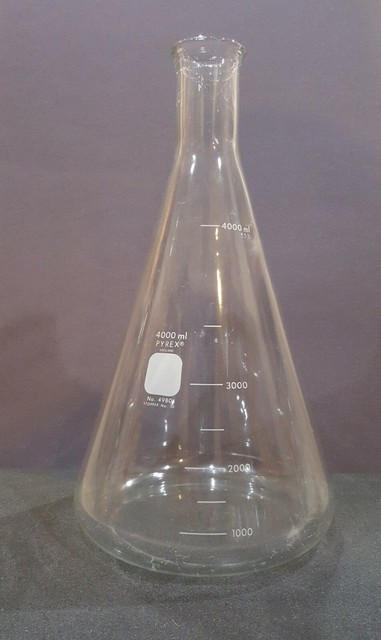 Corning Pyrex Glass 4000 Ml 4l Erlenmeyer Flask 4980 For Sale Online Ebay