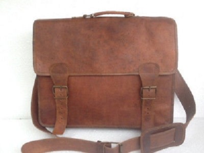 18'' Men's Leather Bag Business Messenger Laptop Shoulder Briefcase Handbag Brown