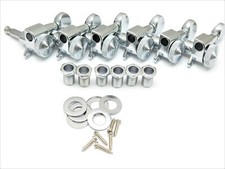 6 In-Line Mini LOCKING Guitar Tuners 18:1 Ratio - CHROME Oval Button