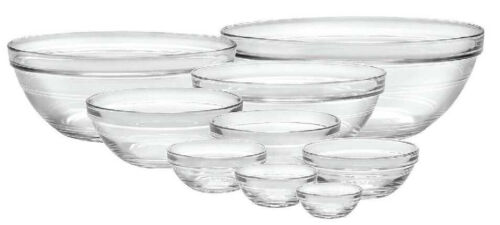 NIB Duralex Made In France Lys Stackable 9-Piece Bowl Set, Clear - Picture 5 of 5