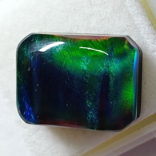 Certified 13.70 Ct Black Silk Fire Opal Rectangle Doublet Cabochon Cut Gemstone - Picture 13 of 13