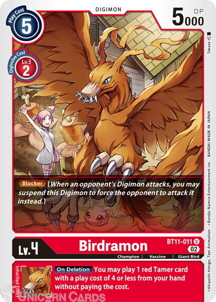 BT11-011 Birdamon :: Uncommon Foil :: BT11: Dimensional Phase :: Mint Digimon Ca