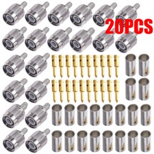 20Pcs TNC Male plug crimp For RG58 RG142 RG400 LMR195 cable RF Connector USA 