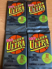 Lot of 4 Fleer Ultra 1992-93 Series 2 Basketball Card Packs Look for Shaq Rookie