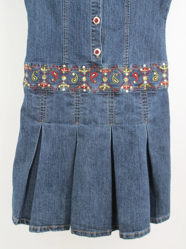 Vestido Midi SPEECHLESS Juvenil Talla 14 Denim Azul Plisado Bordado Adornado Foto 2 de 4