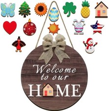 XL Welcome to Our Home Sign - Rustic Handmade Door Decor, Customizable