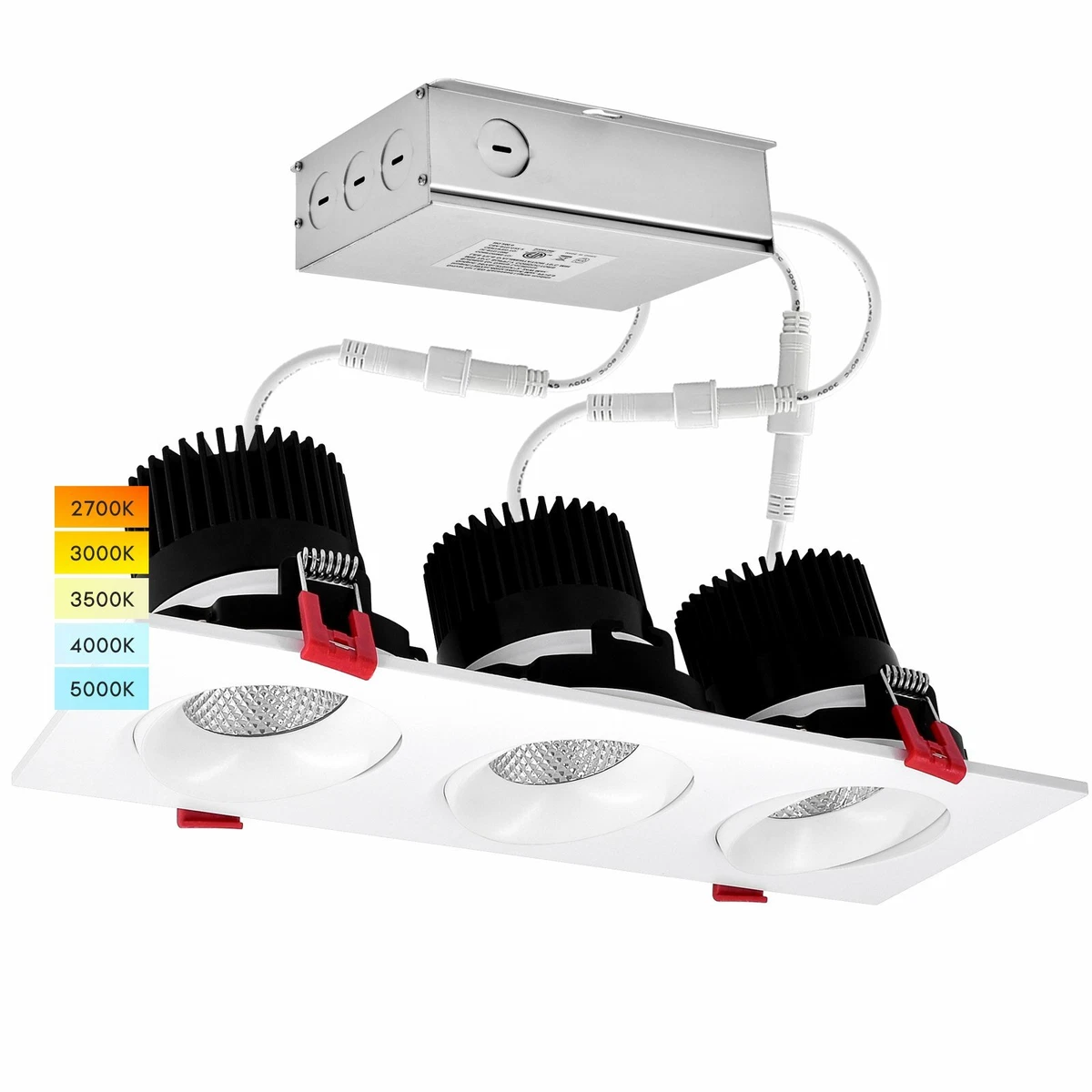 Luxrite Triple Head Adjustable LED Recessed Light 5 Color