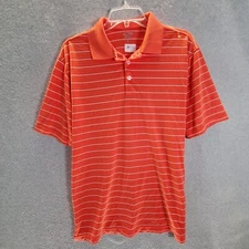 C9 Champion Men Activewear Top Medium Orange Striped Polo Golf Collar Pullover