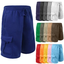NE PEOPLE Mens Comfy Baggy Fleece Cargo Sweat Shorts with Drawstring [NEMP07]