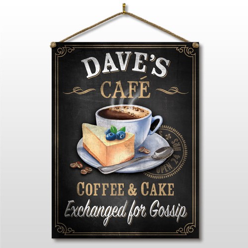 PERSONALISED KITCHEN & CAFE CHALKBOARD EFFECT METAL SIGN WALL PLAQUE - Picture 7 of 7