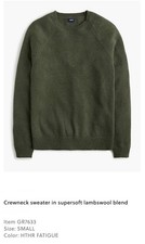 J. Crew Crewneck sweater in supersoft lambswool blend Sz S Green NWT MSRP: 98