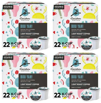 Caribou Coffee Bou Yah Coffee Keurig K-Cup 88 Pods Light Roast,  Last Years stoc