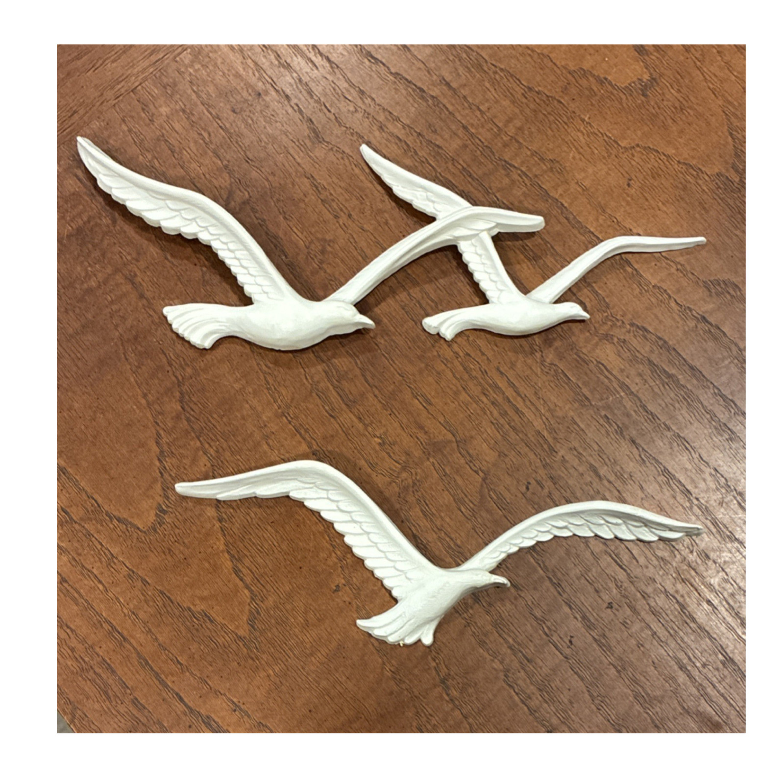 Set of 3 White Seagull Wall Sculpture Decor, Plastic, Wall Mounted