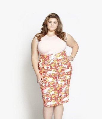 RARE Beth Ditto Lipstick Print Lola Pencil Skirt EUC Size 26