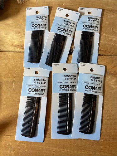 Conair Smooth & Style Single Pocket Comb, Black, 6-Count - Picture 1 of 1