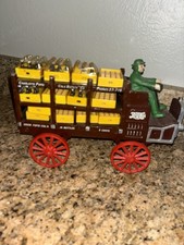 CAST IRON VINTAGE PEPSI COLA DELIVERY TRUCK WAGON W/SODA CRATES