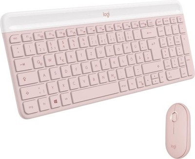 Logitech Slim Combo MK470 Kabelloses QWERTZ DE Tastatur & Maus Set - Rosa
