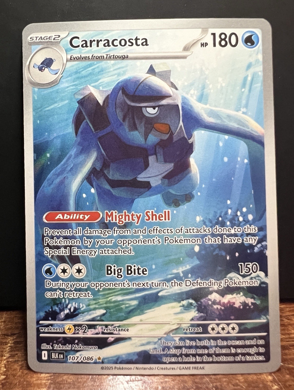 Pokemon TCG - Carracosta 107/086  SV: Black Bolt - Illustration Rare - Holo NM