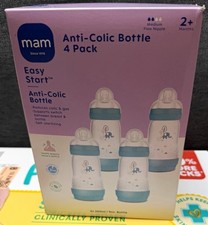 MAM Easy Start Anti-Colic Wide Neck Bottles Med Flow 2m 4pk 9oz Blue