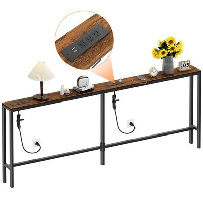 Narrow Sofa Table with 2 Power Outlets, 79  Thin Console Tables Narrow Long, ...