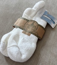 Womens Men s Socks VTG White Cotton Blend Roll Top-Down Ankle 9-11 80s 90s NOS