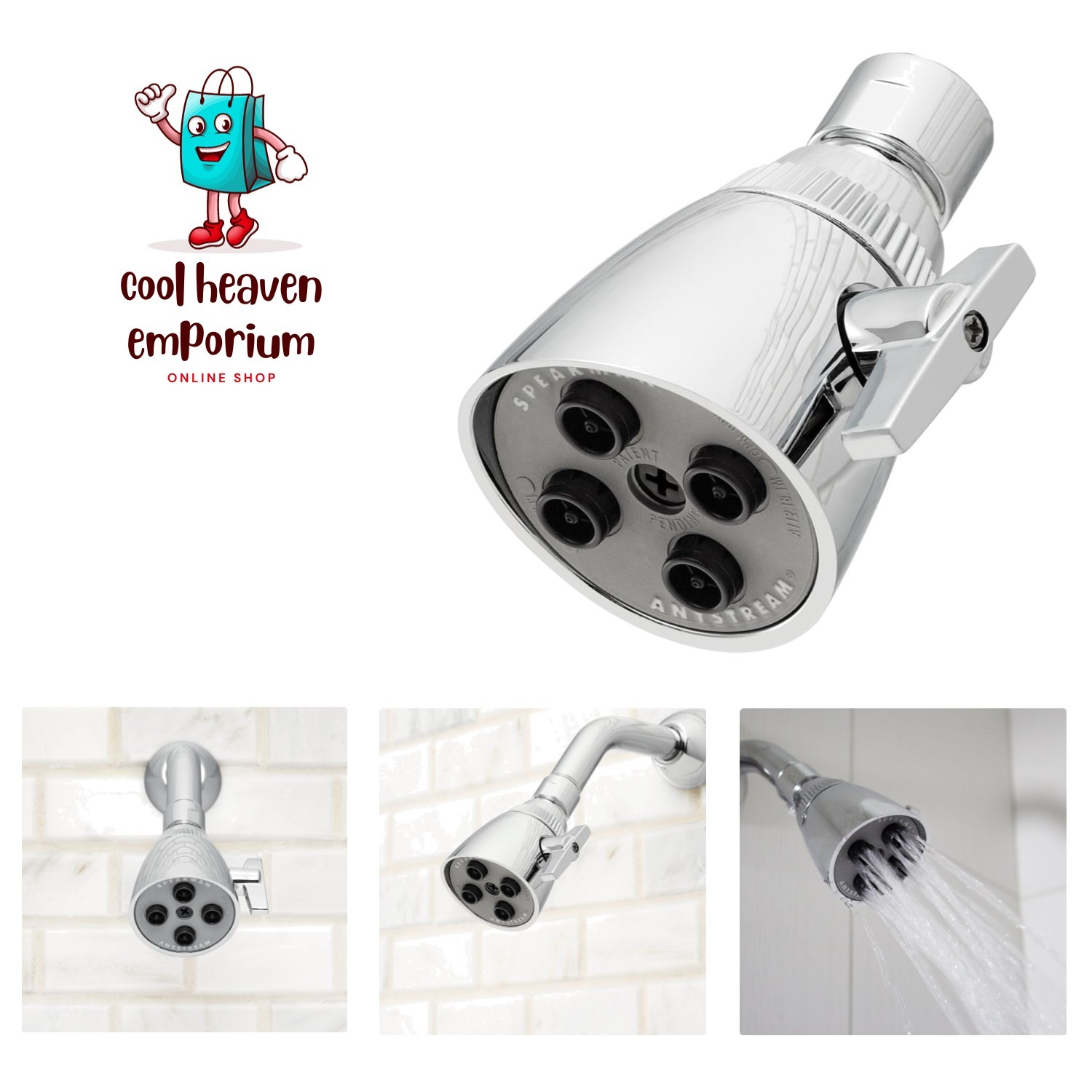 Classic Shower Head, 2 GPM, Polished Chrome