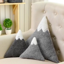 3 Pcs Mountain Shaped Decorative Pillow Sherpa Cute Nursery Playroom Pillow G...
