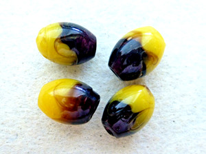 VINTAGE 4  PCS   YELLOW & BLACK/ BROWN COLOR ART GLASS TRADE BEADS