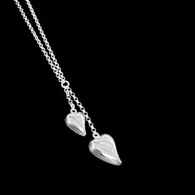 925 Sterlingsilber handgefertigte polierte Kiesel Herz Halskette von Chris Lewis