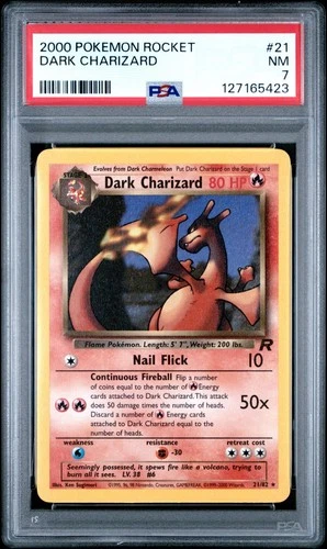 Dark Charizard 2000 Pokemon Rocket WOTC 21/82 Non-Holo - PSA 7