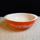 Pyrex Holiday Promo Red/Orange Pine Cone 2Qt Casserole Bowl  #024-1960 Vintage