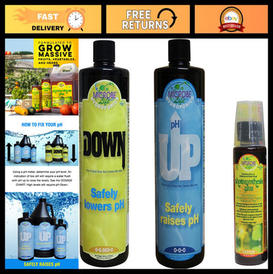 Hydroponics pH Control Kit - pH Up & Down, 16 oz Bottles + 4 oz Nutrients Sample