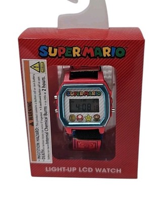 Super Mario Light Up LCD Digital Watch With Alarm & Nylon Strap New