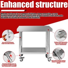 Commercial Kitchen Stainless Steel 30"x12"x34" Work Food Prep Table w/ Casters