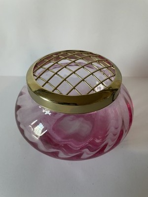 Rare Vintage Caithness Glass Posy Rose Flower Bowl Purple Swirl Retro Cranberry