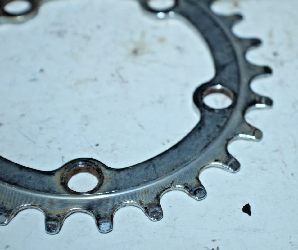 Anillo de cadena de bicicleta de acero plateado 5 pernos 26h dientes 78BCD carretera grava envío rápido a EE. UU. Foto 4 de 4