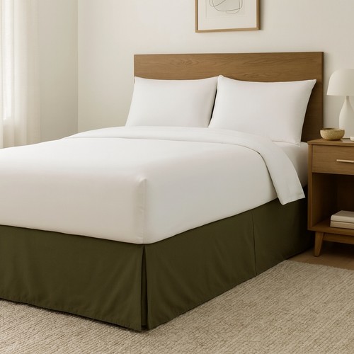 NEW Threshold Queen Bed Skirt 15” Drop Olive Green Solid Dust Ruffle ...