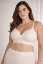 Truekind Shapermint Supportive Comfort Wireless Shaping Bra Sz XL Chai Tan 10210