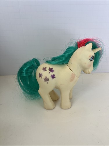HASBRO My Little Pony MLP G1 Vintage GUSTY Unicorn White 1984 Glitter Maple Leaf