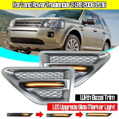 Upgrade Dynamic Side Marker Light + Silver Vent Cover For Freelander 2 2006-2016