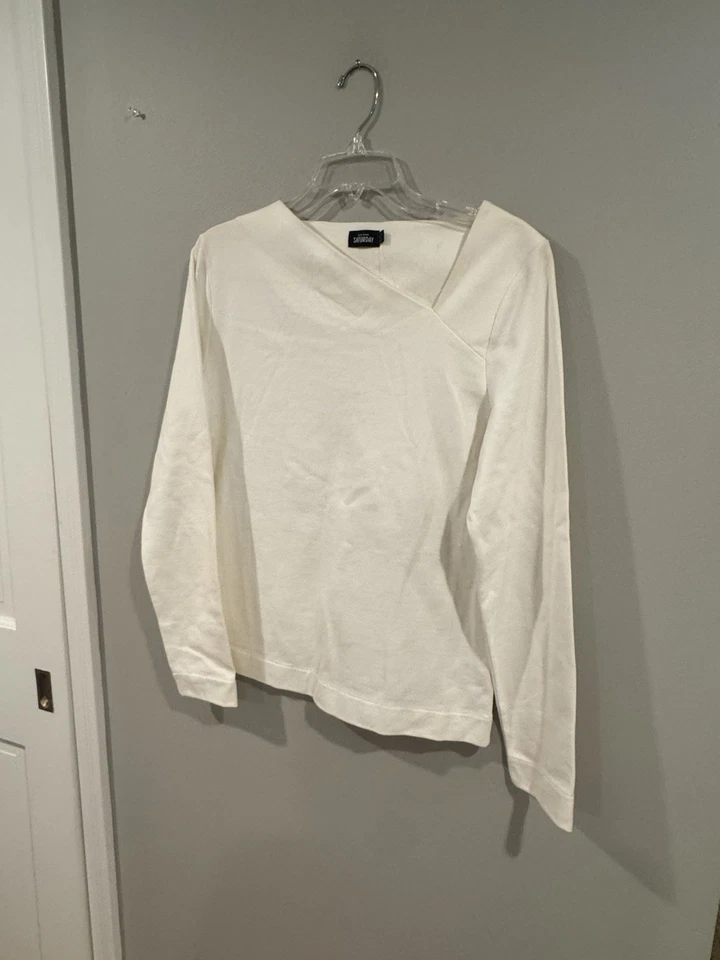 Camiseta KATE SPADE Saturday Manga 3/4 Cuello Sin Cordones Blanca Mujer Talla Grande NUEVA Foto 3 de 4