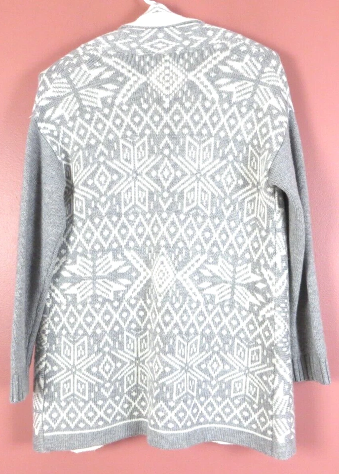 SC000802- TALBOTS Mujer Lana Cachemira Cárdigan Suéter Manga 3/4 Geométrico MP Foto 2 de 4