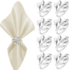 8 Stück Serviettenringe, Blattform Serviettenringe Silber, Metall Servietten Rin